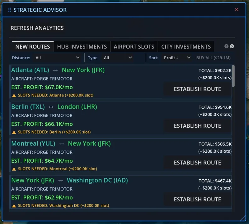 Strategic Advisor: route recommendations